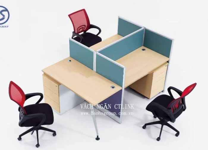 Vách ngăn bàn làm việc bọc nỉ 03 nhân viên